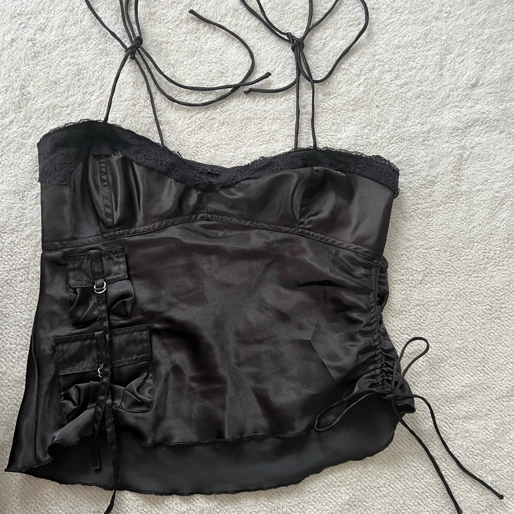 Elegant Black Satin Women's Top